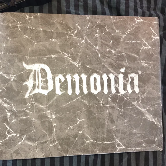 Demonia Black Heart Buckle Boots Iridescent Black ( Emily Size 8 Women's) - Picture 2 of 10